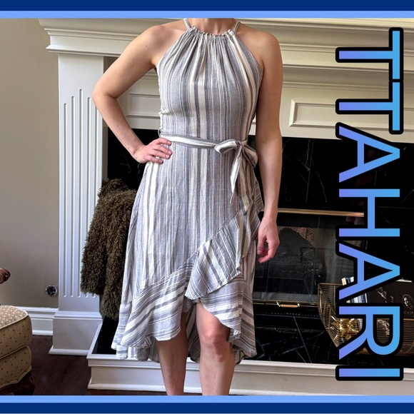Tahari Dresses & Skirts - TTAHARI Striped Halter Neck Dress